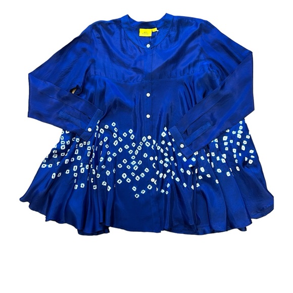 ROLLER RABBIT tie dye silk blouse, blue & white, Small, NWT - Picture 10 of 15